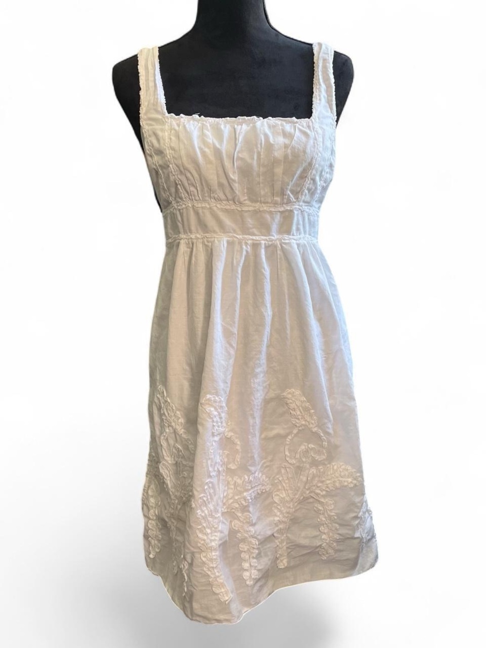 Max Studio Y2K White Cotton Milkmaid Babydoll Mini Dress
